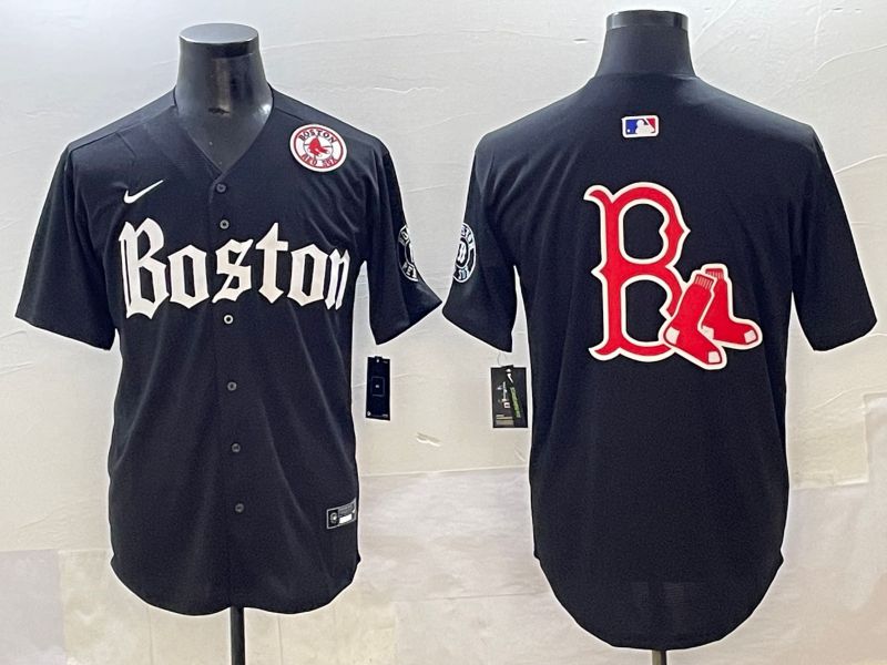 Men 2025 Boston Red Sox Blank Black Five generations Joint Name Nike MLB Jersey style 7